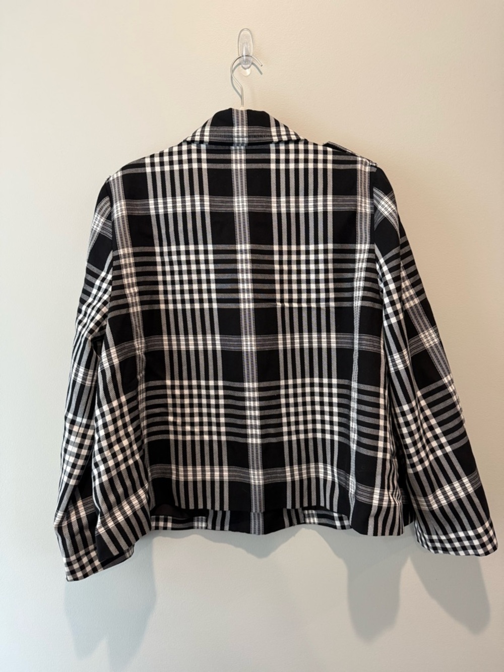 Ann Taylor Workwear Black and White Plaid Double-Breasted Blazer Women’s Large - Picture 7 of 11